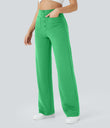 DayStretch High Waisted Pockets Straight Leg Casual Pants - Irish Green