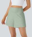 SoftlyZero™ Airy Super High Waisted 2-in-1  Cool Touch Yoga Shorts 5'' with Pockets-Longer Length - Light Bean Green