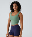 U Neck Crossover Barre Ballet Dance Tank Top A-D Cups - Hedge Green