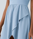 Breezeful™ High Low 2-Piece Pocket Flowy Midi Quick Dry Casual Dress - Thin Ice Blue