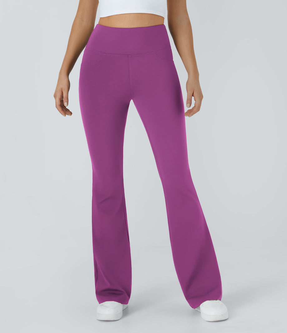 DayStretch High Waisted Pocket Flare Yoga Leggings - Deep Orchid