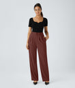 Halara Flex™ High Waisted Zipper Pocket Shirred Straight Leg Work Pants - Biking Red