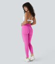 OneForm Seamless Flow High Waisted Ruched 7/8 Yoga Leggings - Fuchsia Fedora