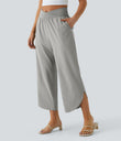Breezeful™ High Waisted Crossover Quick Dry Resort Pants with Pockets - Dust Gray