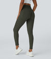 OneForm Seamless Flow High Waisted Ruched 7/8 Yoga Leggings - Forest Night