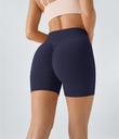 SoftlyZero™ Plush High Waisted Crossover Ruched Yoga Shorts 5'' - Peacoat
