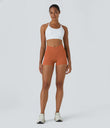 SoftlyZero™ High Waisted Crossover Plain Yoga Biker Shorts 3''-UPF50+ - Spice Route
