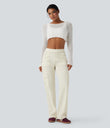 Halara Flex™ Mid Rise Pockets Straight Leg Casual Cargo Jeans - Ivory Denim
