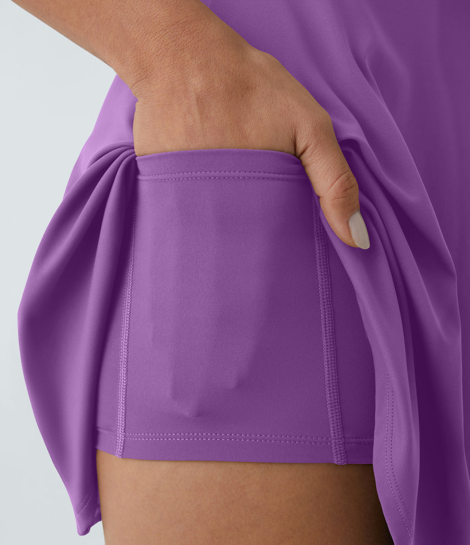 SoftlyZero™ Airy Backless Twisted Flare Low Support Dance Active Dress-Longer Length-Easy Peezy Edition A-D Cups - Dewberry