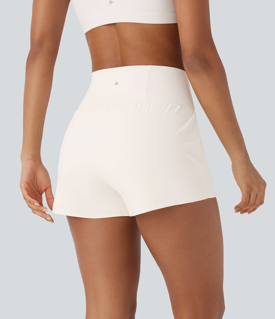 SoftlyZero™ Airy Super High Waisted 2-in-1 Cool Touch Yoga Shorts with Pockets - Egret