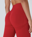 OneForm Seamless Flow High Waisted Ruched 7/8 Yoga Leggings - Salsa
