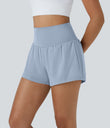 SoftlyZero™ Airy Super High Waisted 2-in-1 Cool Touch Yoga Shorts with Pockets - Baby Blue