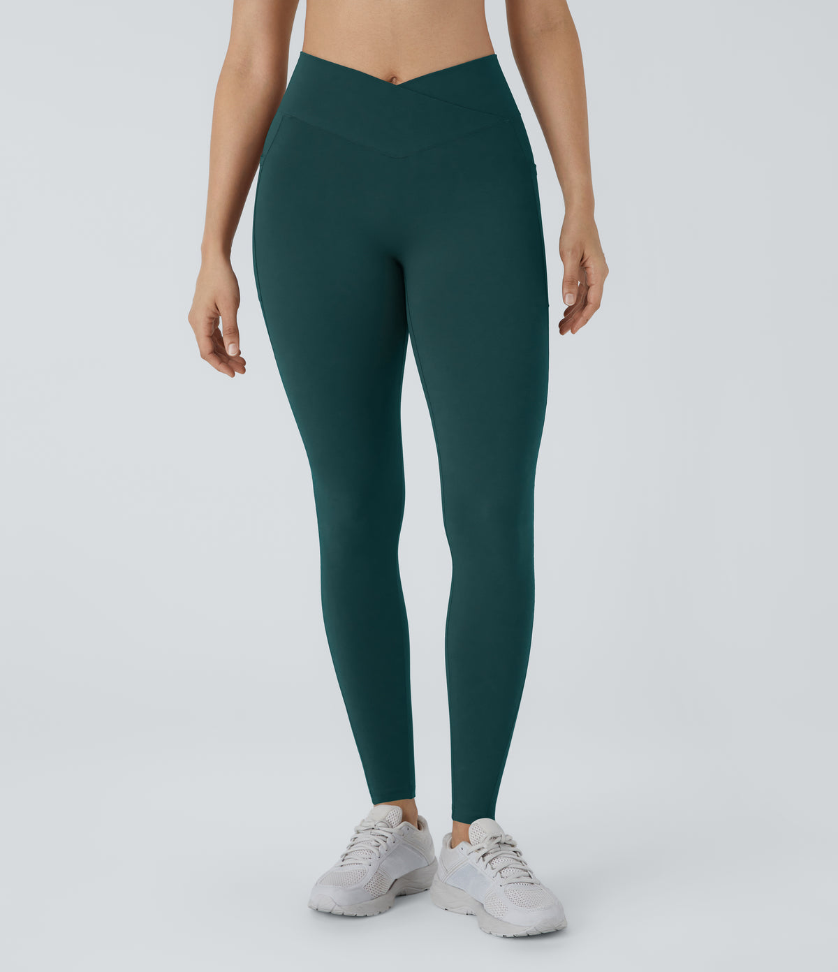 Patitoff™ 2.0 Pet Hair Resistant High Waisted Crossover Side Pocket Yoga Leggings - June Bug