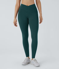 Patitoff™ 2.0 Pet Hair Resistant High Waisted Crossover Side Pocket Yoga Leggings - June Bug