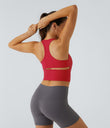 SoftlyZero™ Plush U Neck Racerback Cut Out Cropped Yoga Tank Top - Mars Red