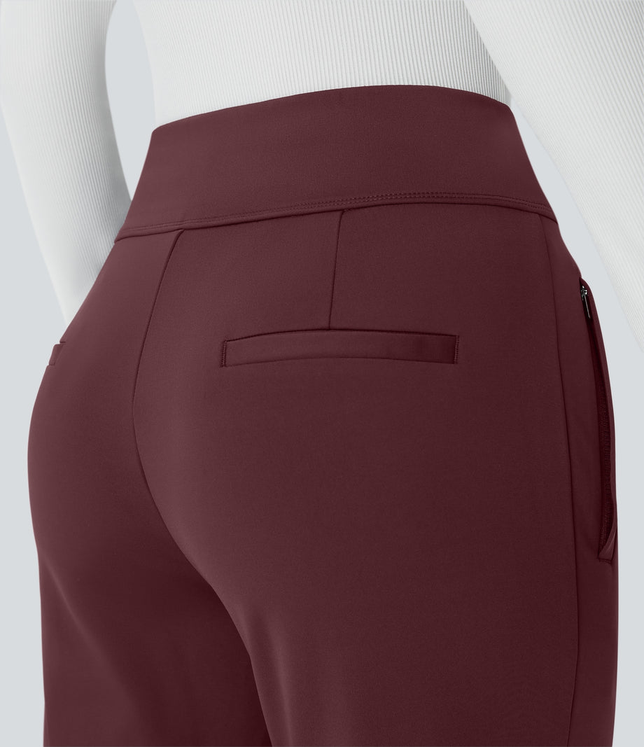 Halara Flex™ DayStretch Mid Rise Side Zipper Pocket Work Flare Pants - Red Mahogany