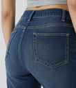 Halara Flex™ High Waisted Pockets Straight Leg Washed Casual Jeans - Distressed Denim Dark Blue
