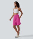 SoftlyZero™ Airy Super High Waisted 2-in-1 Cool Touch Yoga Shorts 9" with Pockets - Fuchsia Fedora