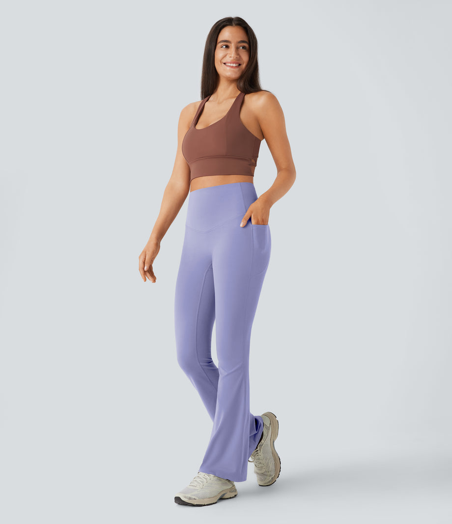 Halara UltraSculpt™ High Waisted Tummy Control Pocket Shaping Yoga Bootcut Leggings - Baby Lavender