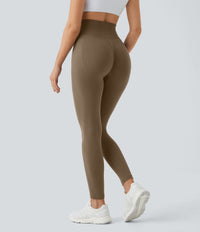OneForm Seamless Flow High Waisted Ruched Plain Leggings - Chestnut Brown
