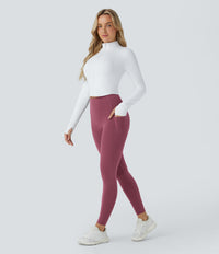Halara UltraSculpt™ High Waisted Butt Lifting Tummy Control Pocket Shaping Workout Leggings - Evening Red