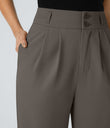 Halara Flex™ High Waisted Zipper Pocket Shirred Straight Leg Work Pants - Lead Grey