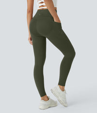 Halara UltraSculpt™ High Waisted Butt Lifting Tummy Control Pocket Shaping Workout Leggings - Deep Woodland Green