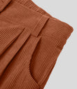 Mid Rise Zipper Pocket Corduroy Casual Pants - Baked Clay