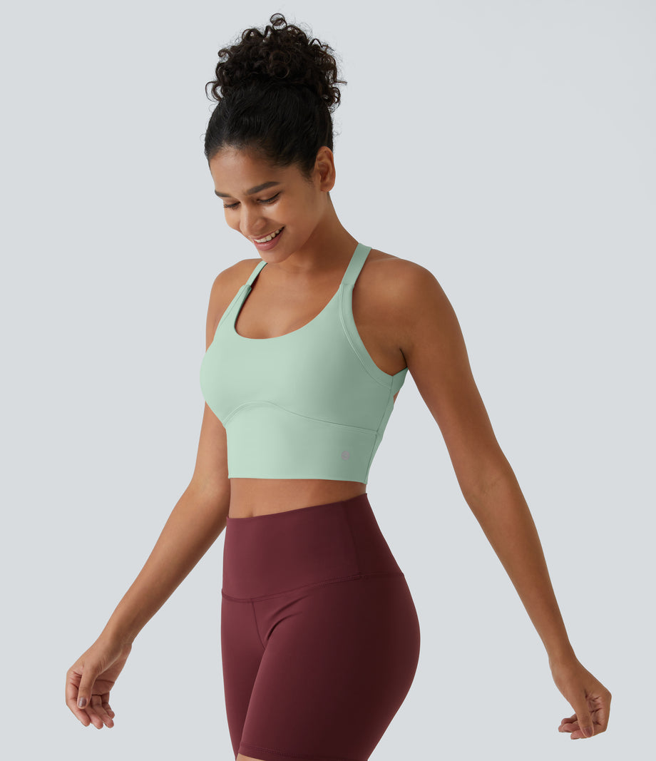 SoftlyZero™ Plush Cut Out Cropped Yoga Tank Top - Subtle Green