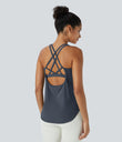 Halara UltraSculpt™ Round Neck Curved Hem Workout Tank Top - Silent Blue