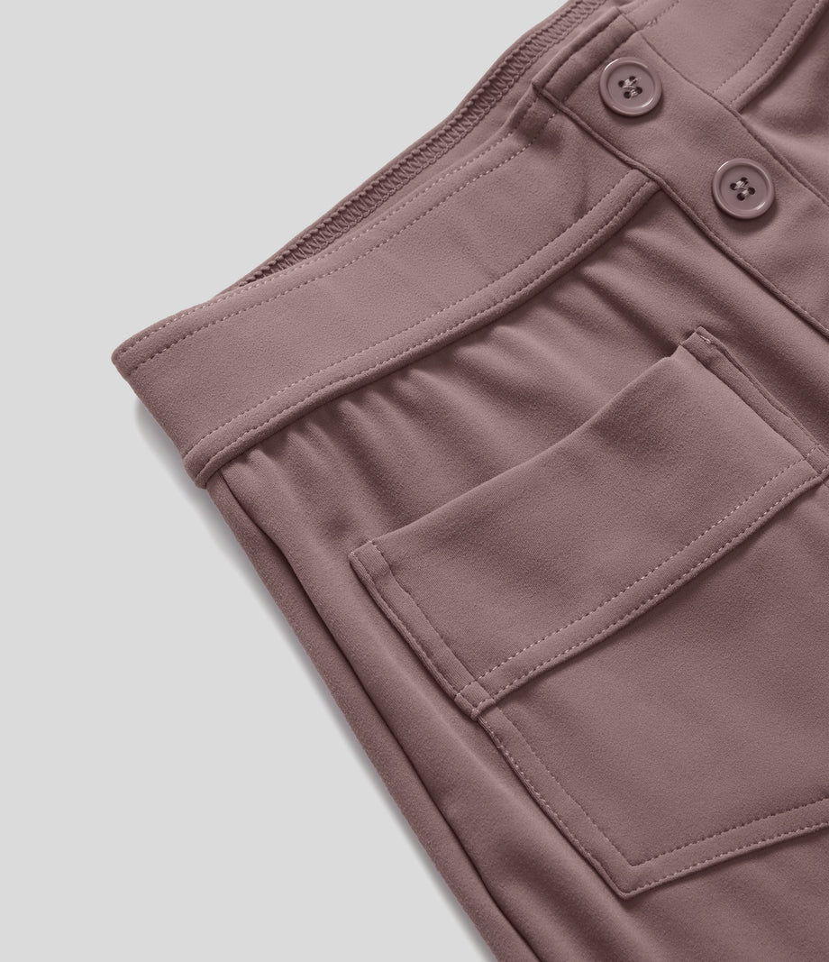 DayStretch High Waisted Pockets Straight Leg Casual Pants - Purple Sandalwood