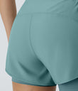 Breezeful™ Super High Waisted Curved Hem 2-in-1 Pocket Quick Dry Yoga Shorts 3.5'' - Mineral Blue