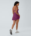 SoftlyZero™ Plush Double Straps 2-Piece Pocket Slip Dance Active Dress A-D Cups - Ume Purple