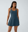 SoftlyZero™ Airy Backless Twisted Flare Low Support Dance Active Dress-Longer Length-Easy Peezy Edition A-D Cups - Majolica Blue
