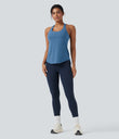 Halara UltraSculpt™ Round Neck Crisscross Back Running Tank Tops DD-F Cups - Pacific Coast