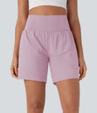 SoftlyZero™ Airy Super High Waisted 2-in-1 Cool Touch Yoga Shorts 7" with Pockets - Pink Purple