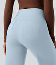 DayStretch High Waisted Tummy Control Wide Leg Baggy Yoga Pants with Pockets - Baby Blue