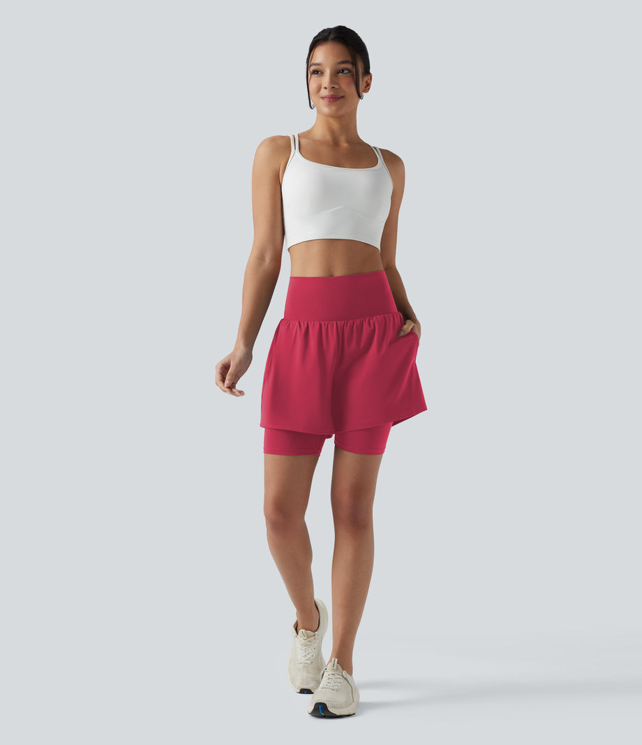 SoftlyZero™ Airy Super High Waisted 2-in-1 Cool Touch Yoga Shorts 7'' with Pockets - Winterberry