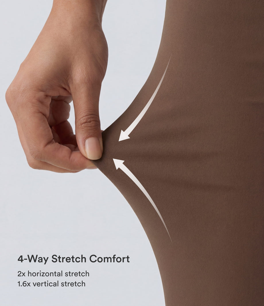 DayStretch High Waisted Tummy Control Wide Leg Baggy Yoga Pants with Pockets - Sepia