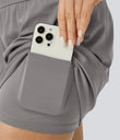 SoftlyZero™ Airy Super High Waisted 2-in-1  Cool Touch Yoga Shorts 5'' with Pockets-Longer Length - Steeple Gray