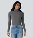 Halara HeatCore Turtleneck Long Sleeve Thumb Hole Casual Warming Top - Steel Gray