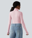 Halara HeatCore Turtleneck Long Sleeve Thumb Hole Casual Warming Top - Pale Lilac