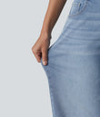 Halara Flex™ Low Rise Zipper Pockets Washed Baggy Wide Leg Casual Jeans - Light Blue – Glacier Light Blue