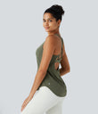 Halara UltraSculpt™ Round Neck Curved Hem Workout Tank Top - Grass Grey Green