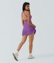 SoftlyZero™ Airy Backless Twisted Flare Low Support Dance Active Dress-Longer Length-Easy Peezy Edition A-D Cups - Dewberry
