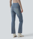 Halara Flex™ High Waisted Pockets Washed Casual Bootcut Jeans - Sunset Blue Denim