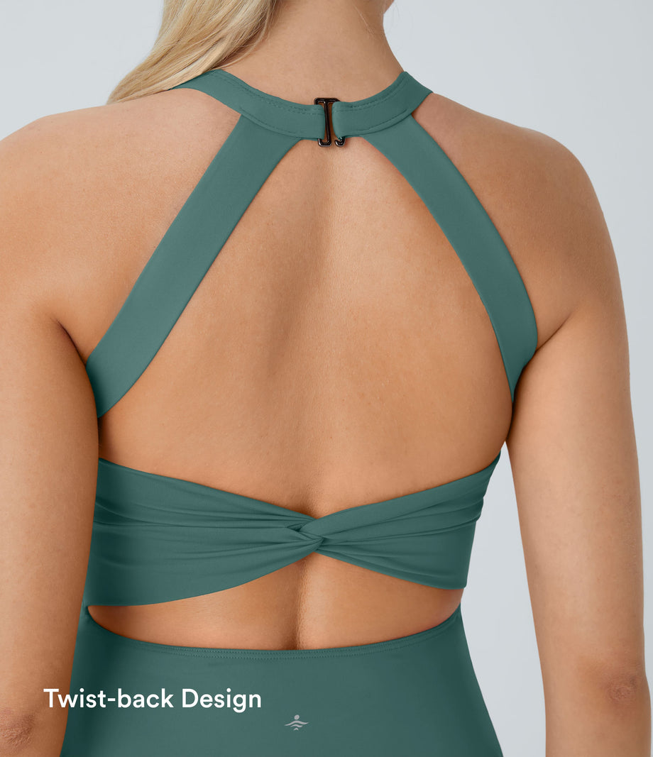 Backless Twisted Active Dress - Blue Spruce