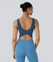 U Neck Crossover Barre Ballet Dance Tank Top A-D Cups - Electric Blue