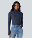 Halara HeatCore Turtleneck Long Sleeve Thumb Hole Casual Warming Top - Naval Academy