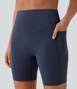Halara UltraSculpt™ High Waisted Scrunch Butt Lifting Tummy Control Side Pocket Shaping Workout Biker Shorts 7'' - Mood Indigo